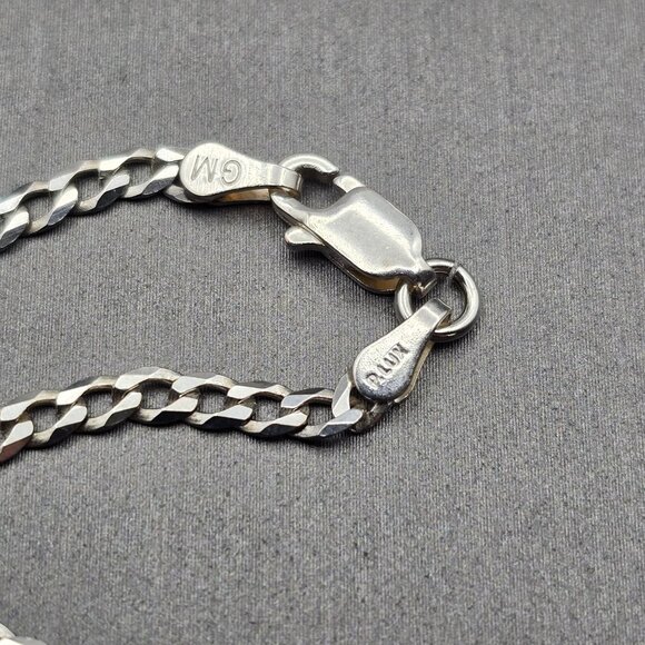 P Luxe Italian Sterling Silver Curb Chain 3mm Choker Necklace 15" Signed GM - Picture 4 of 6